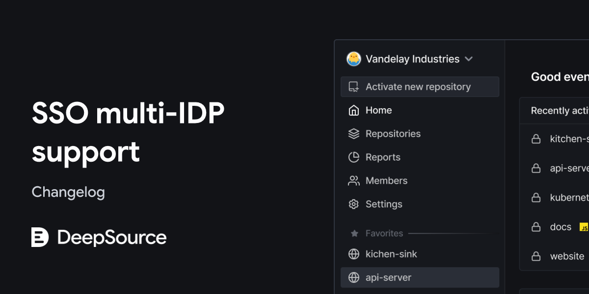 SSO multi-IDP support • DeepSource Changelog