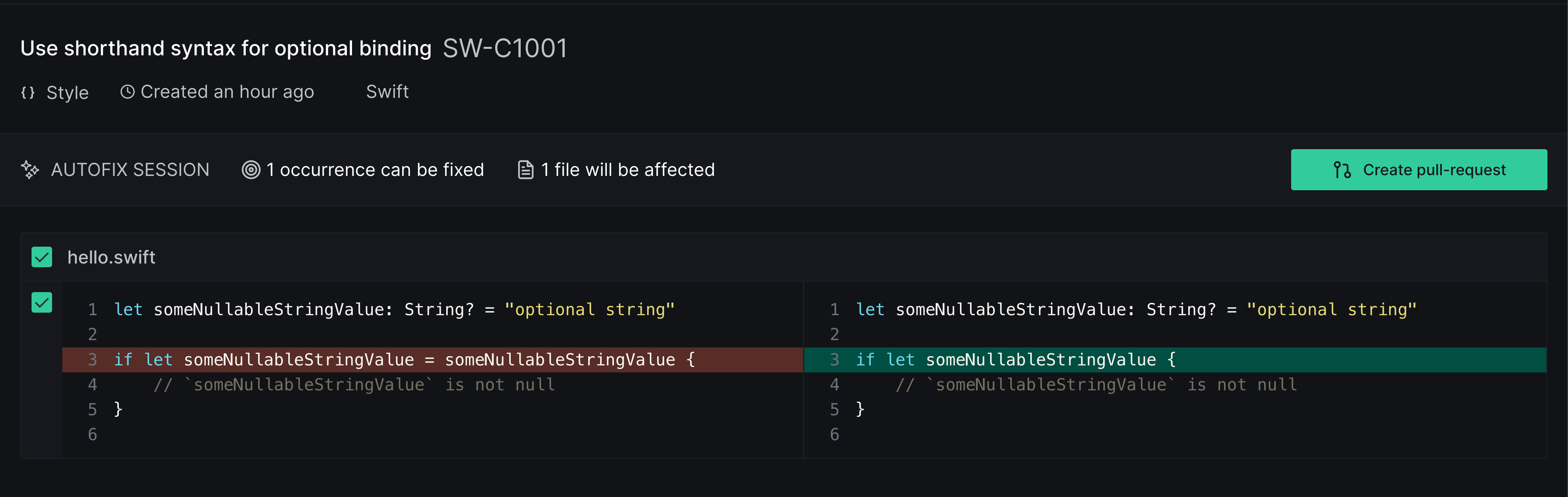 DeepSource Swift Autofix Interface