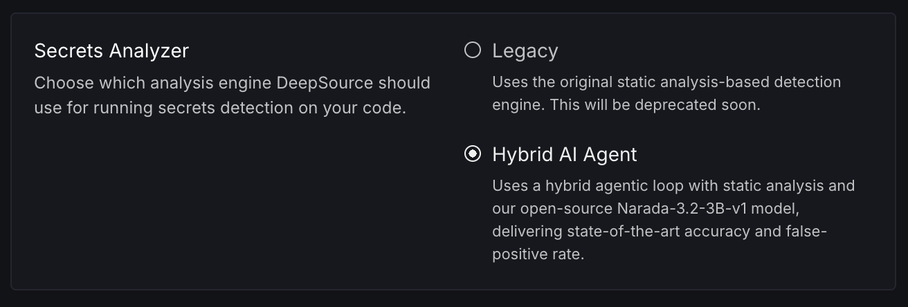 Switch detection engine for Secrets Analyzer