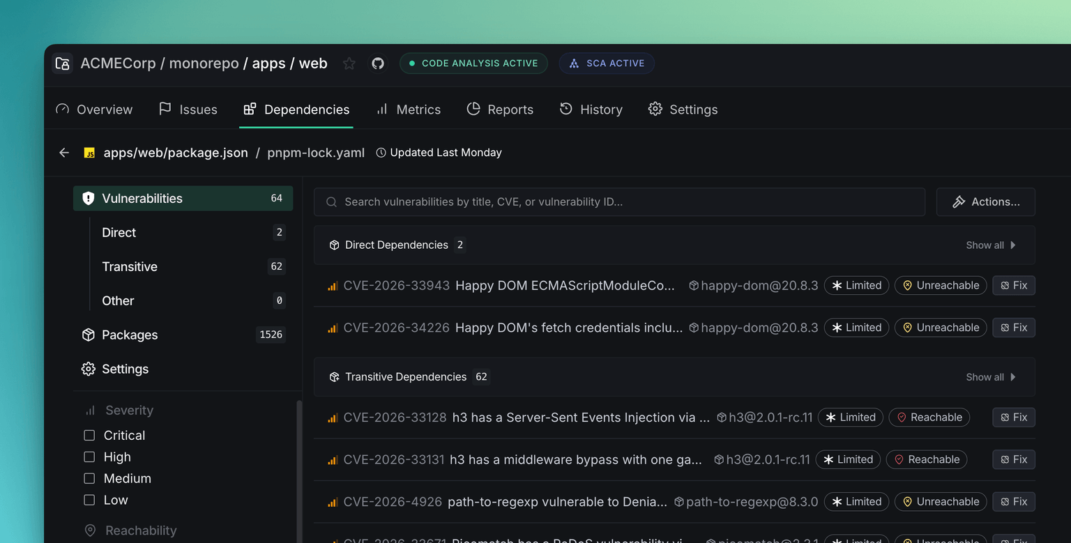 Monorepo support for DeepSource SCA